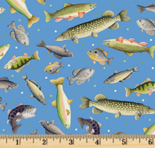 Load image into Gallery viewer, Benartex - Sail Away - Gone Fishing Light Blue - 1/2 YARD CUT