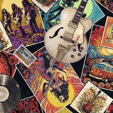 Load image into Gallery viewer, QT Fabrics - Rock n Roll Fantasy - Rock Stars & Guitars Toss - 1/2 YARD CUT