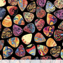 Load image into Gallery viewer, QT Fabrics - Rock n Roll Fantasy - Guitar Pics - 1/2 YARD CUT