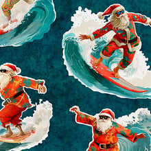 Load image into Gallery viewer, QT Fabrics - Gotta Have It - Surfing Santas Teal - 1/2 YARD CUT
