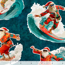 Load image into Gallery viewer, QT Fabrics - Gotta Have It - Surfing Santas Teal - 1/2 YARD CUT