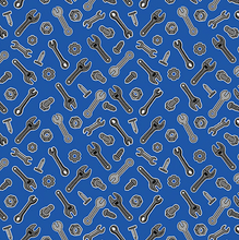 Load image into Gallery viewer, Kanvas - Construction Crew Glow - Tools & Hardware Blue - 1/2 YARD CUT
