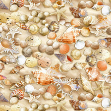 Load image into Gallery viewer, Timeless Treasures - Beach Comber Shells - 1/2 YARD CUT