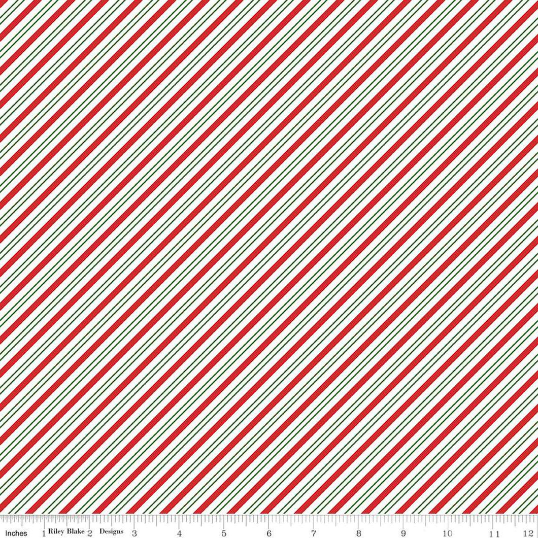 Riley Blake - The Magic of Christmas - Stripes White - 1/2 YARD CUT