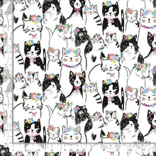 Load image into Gallery viewer, Timeless Treasures - Just Purrfect - Pretty Cats & Florals - 1/2 YARD CUT