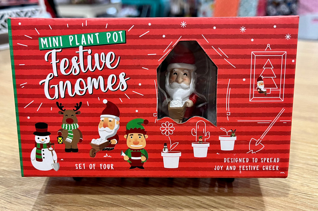 Mini Plant Pot Festive Gnomes