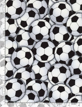 Load image into Gallery viewer, Timeless Treasures - Cheer Squad - Packed Soccer Balls - 1/2 YARD CUT