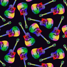 Load image into Gallery viewer, Timeless Treasures - Painted Guitar Toss - 1/2 YARD CUT