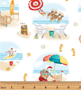 Benartex - Santa's Vacation - Santa's Beach Holiday - 1/2 YARD CUT