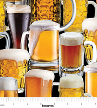Load image into Gallery viewer, Benartex - Ale House - Beer Mugs Amber - 1/2 YARD CUT