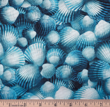 Load image into Gallery viewer, Timeless Treasures - Packed Blue Seashells - 1/2 YARD CUT