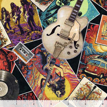 Load image into Gallery viewer, QT Fabrics - Rock n Roll Fantasy - Rock Stars & Guitars Toss - 1/2 YARD CUT