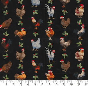 Fabric Traditions - Holiday Rooster - 1/2 YARD CUT
