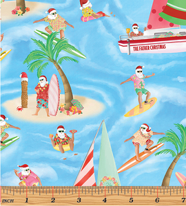 Benartex - Santa's Vacation - Santa at Sea - 1/2 YARD CUT
