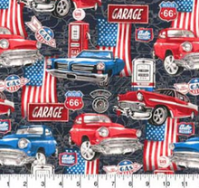 Load image into Gallery viewer, Fabric Traditions - Car Travel Americana - 1/2 YARD CUT