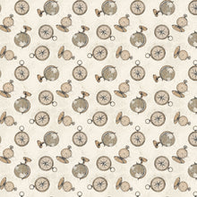 Load image into Gallery viewer, Clothworks - Explore - Time Zone Cream - 1/2 YARD CUT