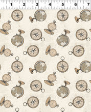 Load image into Gallery viewer, Clothworks - Explore - Time Zone Cream - 1/2 YARD CUT