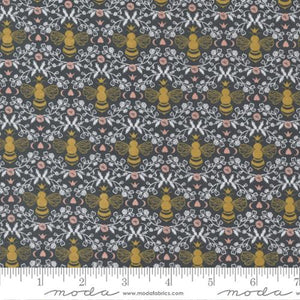 Moda Fabrics - Midnight in the Garden - Honeybee Toile Charcoal - 1/2 YARD CUT