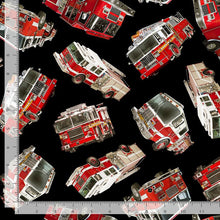 Load image into Gallery viewer, Timeless Treasures - Tossed Fire Engine - 1/2 YARD CUT