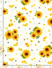 Load image into Gallery viewer, Timeless Treasures - Hello Sunshine - Sunflowers and Bees - 1/2 YARD CUT
