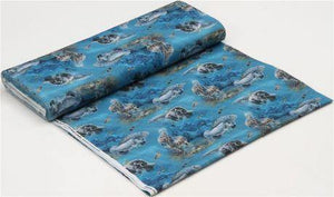manatees sea turtles ocean life under the sea saltwater coral aqua blue elizabeths studio fabric