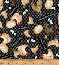 Load image into Gallery viewer, Kanvas - Rise 'n Shine - Hen House Black - 1/2 YARD CUT