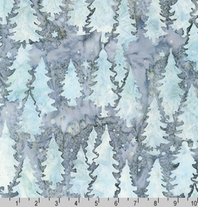Robert Kaufman - Magical Winter - Trees Dusty Blue - 1/2 YARD CUT