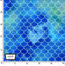 Load image into Gallery viewer, Michael Miller - Sea Maidens - Mermaid Scallops Blue - 1/2 YARD CUT