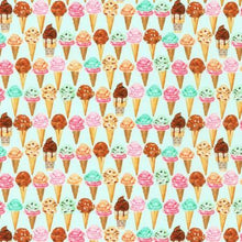 Load image into Gallery viewer, Robert Kaufman - Sweet Tooth - Mint Ice Cream Cones - 1/2 YARD CUT - Dreaming of the Sea Fabrics
