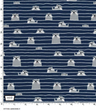 Load image into Gallery viewer, gray otter assembly navy stripe white Michael miller fabric