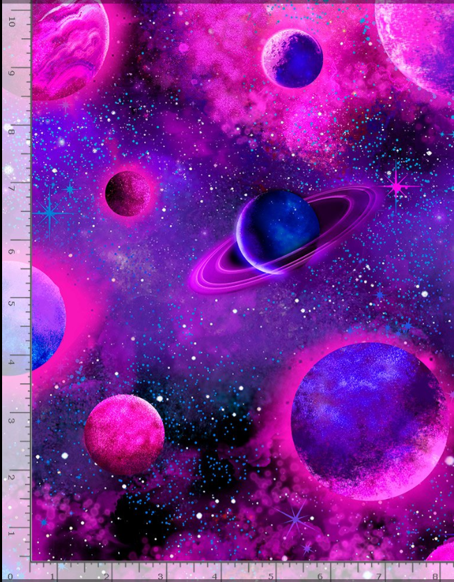 Timeless Treasures Pink Purple Planets 12 Yard Cut Dreaming Of