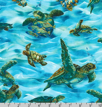 Load image into Gallery viewer, Robert Kaufman - Ocean Sea Turtles - 1/2 YARD CUT

