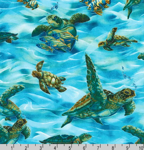Robert Kaufman - Ocean Sea Turtles - 1/2 YARD CUT