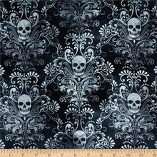 Load image into Gallery viewer, goth skulls fabric
