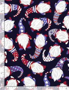 Timeless Treasures - Navy Gnome of the Free & the Brave - 1/2 YARD CUT