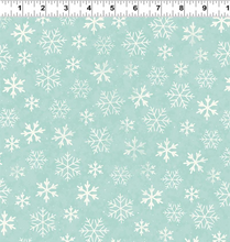 Load image into Gallery viewer, Clothworks - Turquoise Snowflakes - 1/2 YARD CUT
