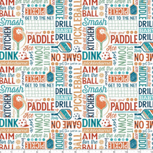 Load image into Gallery viewer, P&amp;B Textiles - Pickleball Champ - 4-Way Text White - 1/2 YARD CUT
