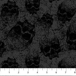 Patrick Lose - Frightful - Scattered Skulls Midnight - 1/2 YARD CUT