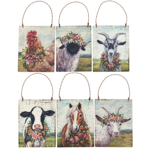 Floral Farm Animals Hanging Decor