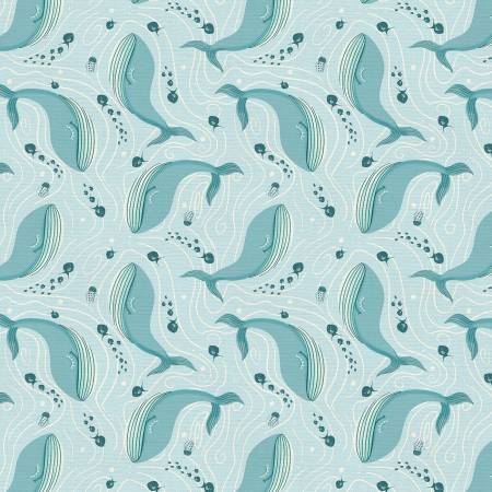 Paintbrush Studio - Sky Adventures - Swimming Whales - 1/2 YARD CUT