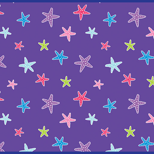 Benartex - Mystical Mermaids - Magical Starfish Purple - 1/2 YARD CUT