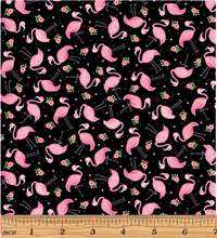 Load image into Gallery viewer, Kanvas - Fun in the Sun - Mini Flamingos Black - 1/2 YARD CUT
