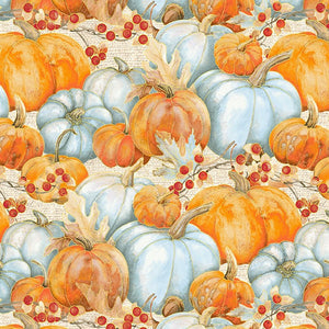 Henry Glass & Co - Pumpkin Kisses - Packed Pumpkins - 1/2 YARD CUT