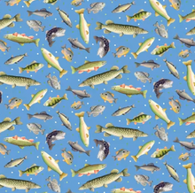 Load image into Gallery viewer, Benartex - Sail Away - Gone Fishing Light Blue - 1/2 YARD CUT
