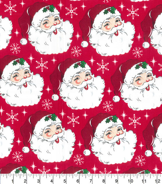 Fabric Traditions - Santa Heads - 1/2 YARD CUT
