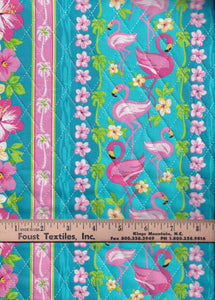 Fabric Traditions - Double Face Quilted - Flamingos - 1/2 YARD CUT