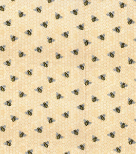 Fabric Traditions - Honeycomb Bees Metallic - 1/2 YARD CUT