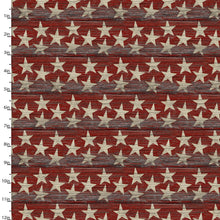 Load image into Gallery viewer, 3 Wishes - Sweet Land of Liberty - Red Woodgrain Stars - 1/2 YARD CUT
