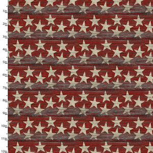 3 Wishes - Sweet Land of Liberty - Red Woodgrain Stars - 1/2 YARD CUT