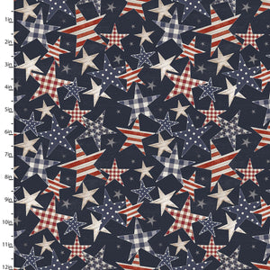3 Wishes - Sweet Land of Liberty - Stars and Stripes - 1/2 YARD CUT